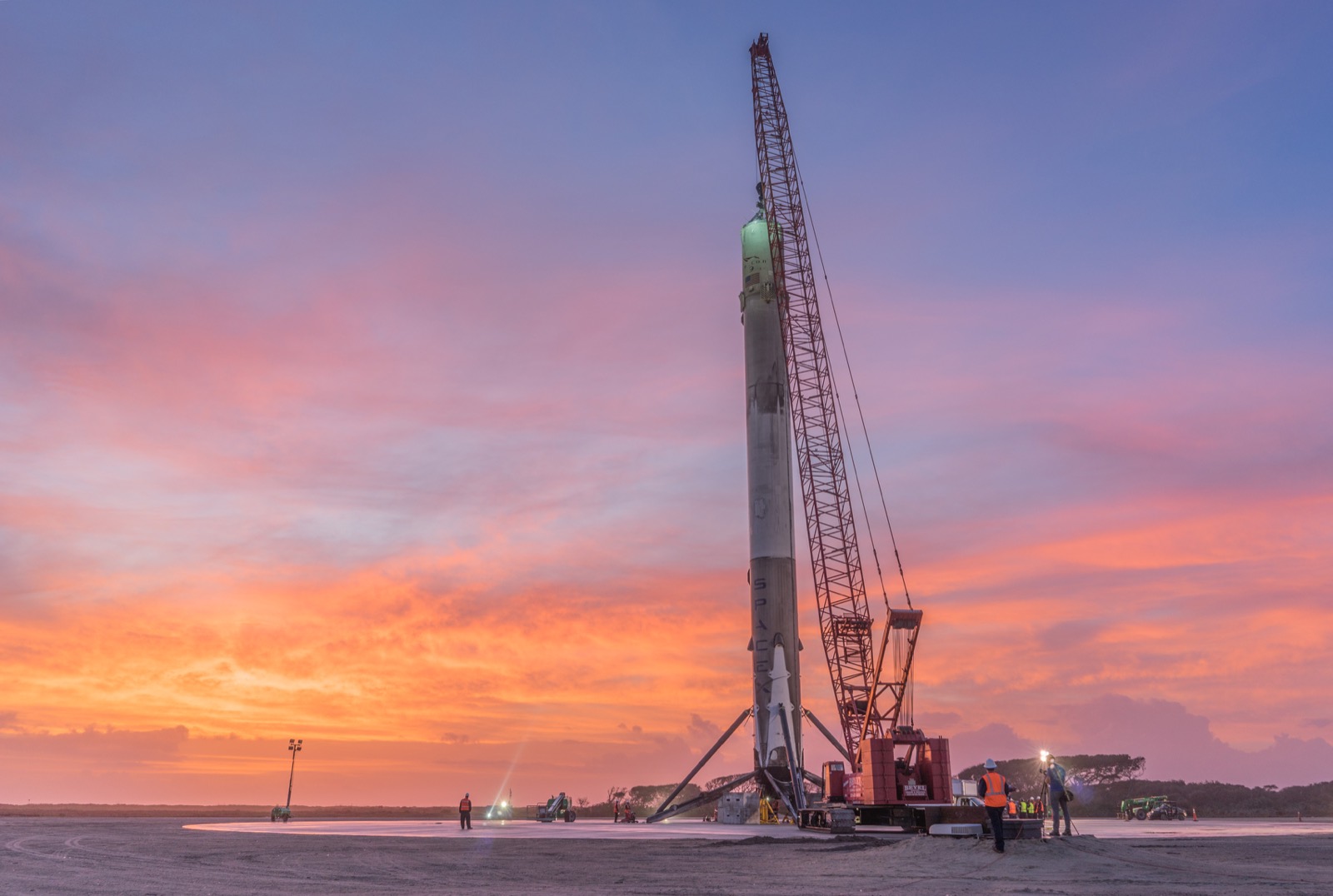 Falcon 9 first stage at a landing zone