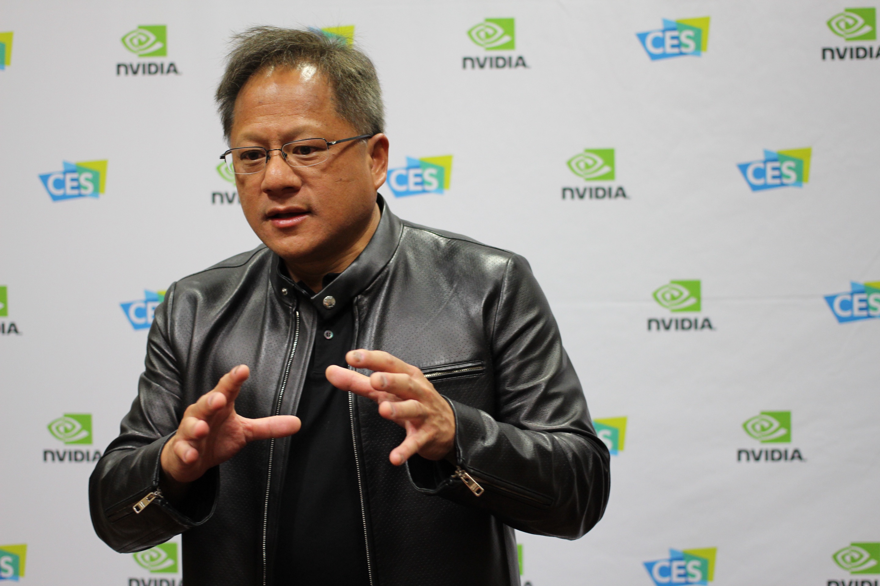 Jensen Huang gesturing while speaking