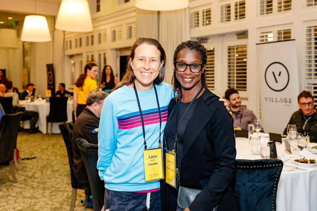 Anne Wojcicki with executive Alicia Boler Davis (Flickr via Openverse, by-nc 2.0, Village Global)