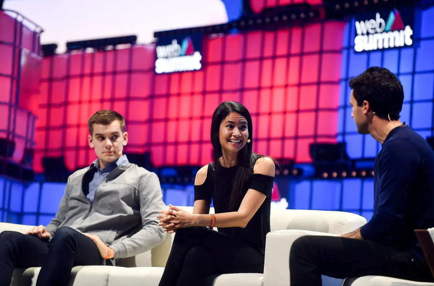Melanie Perkins on Centre Stage at Web Summit, 2019 (Wikimedia Commons, credit needed)