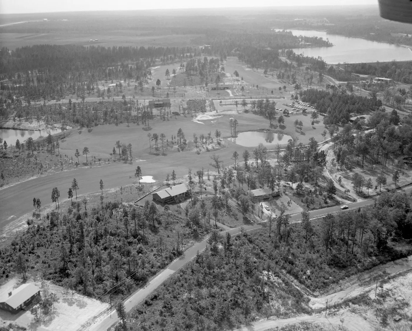 Historic aerial of Pinehurst golf and homes