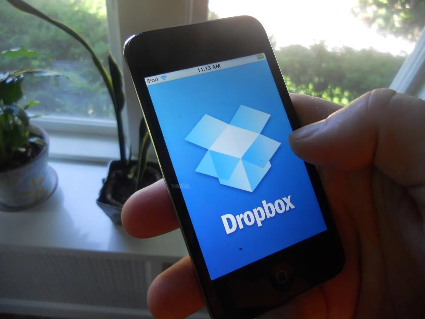 Dropbox splash screen on an iPod Touch