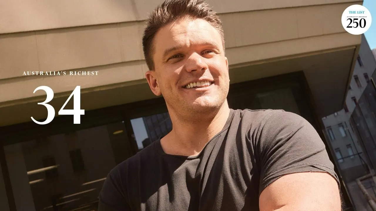 Outdoor portrait used with Australia's Richest list graphic treatment