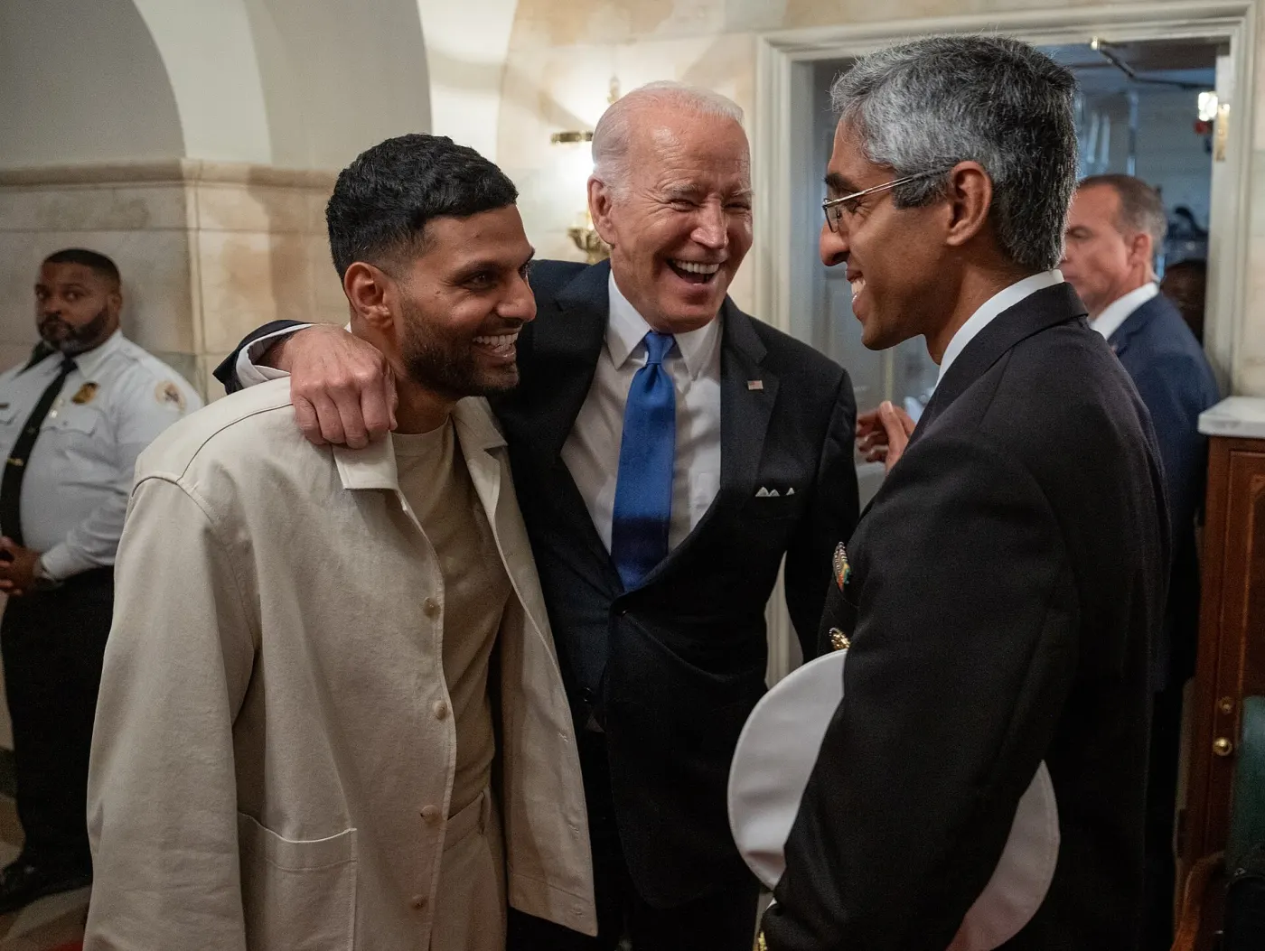 President Joe Biden with Jay Shetty at the White House (July 26 2023) (Wikimedia Commons, see Commons page)