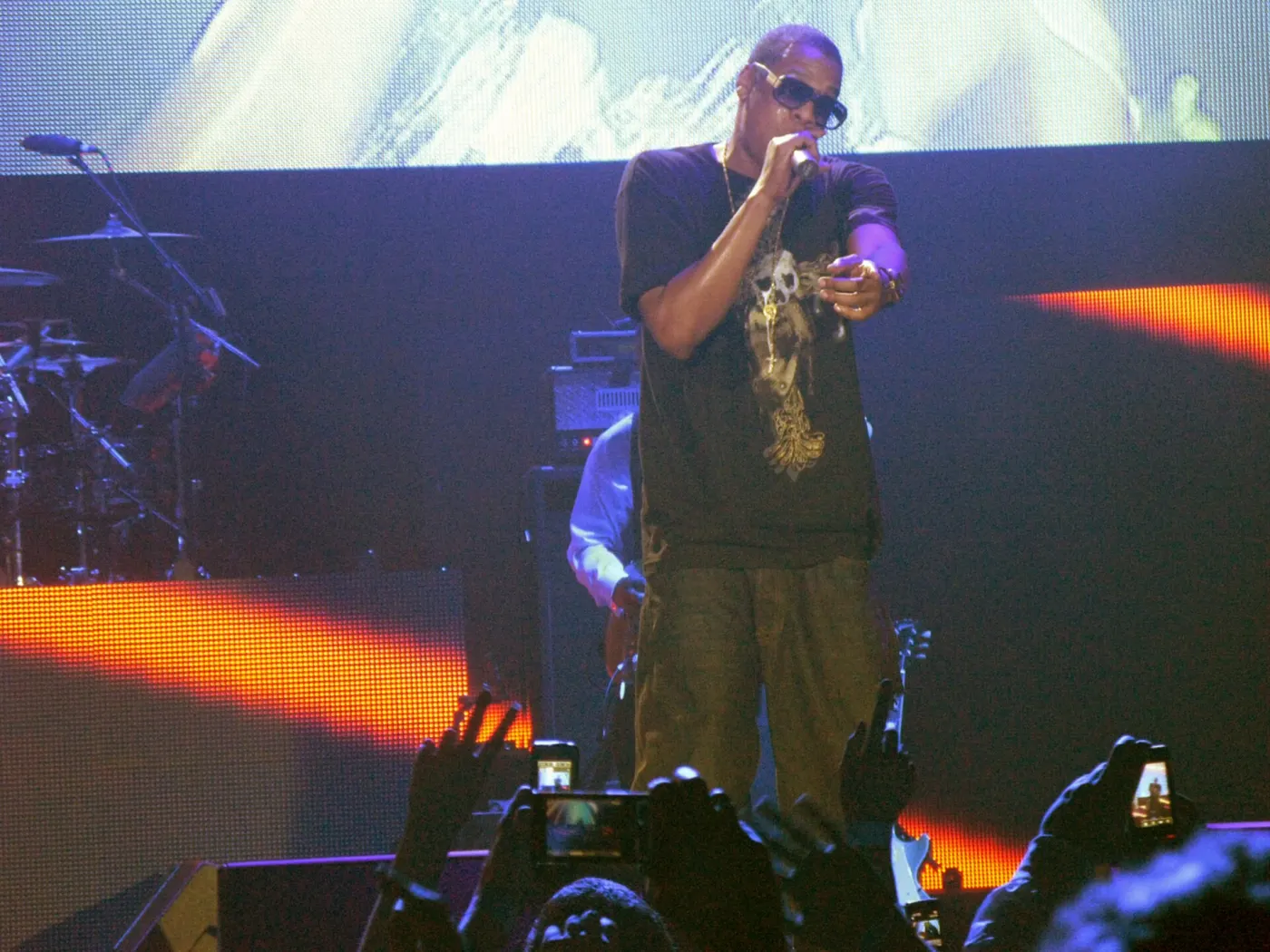 Performing on a concert stage