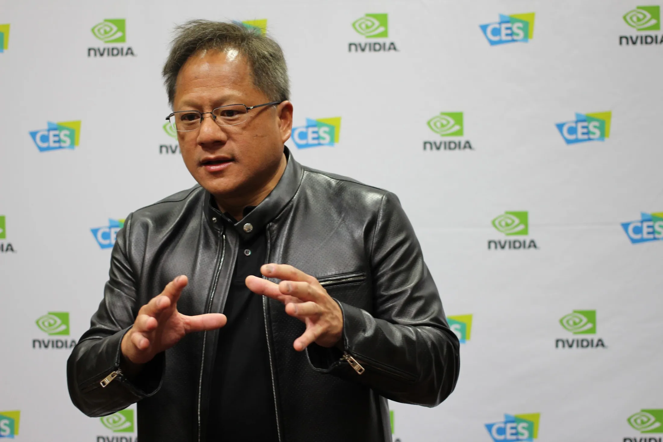 Jensen Huang gesturing while speaking