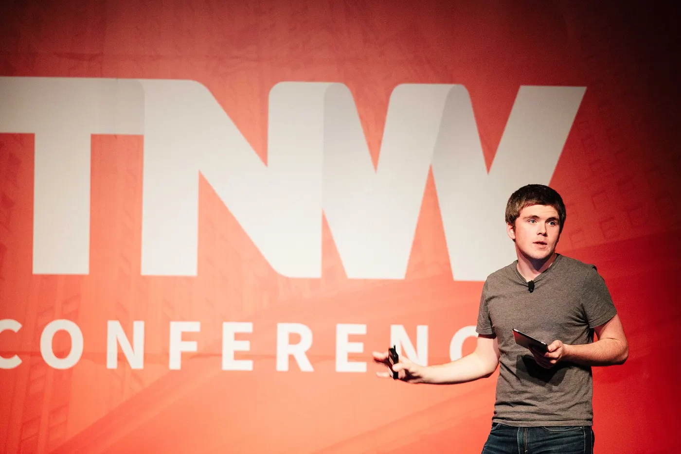 John Collison speaking at TNW Conference