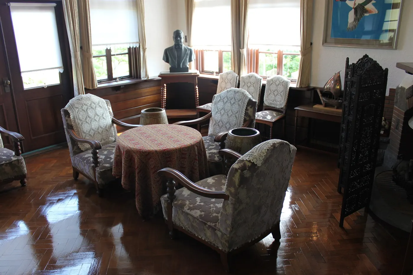 Parlor interior of the residence with armchairs