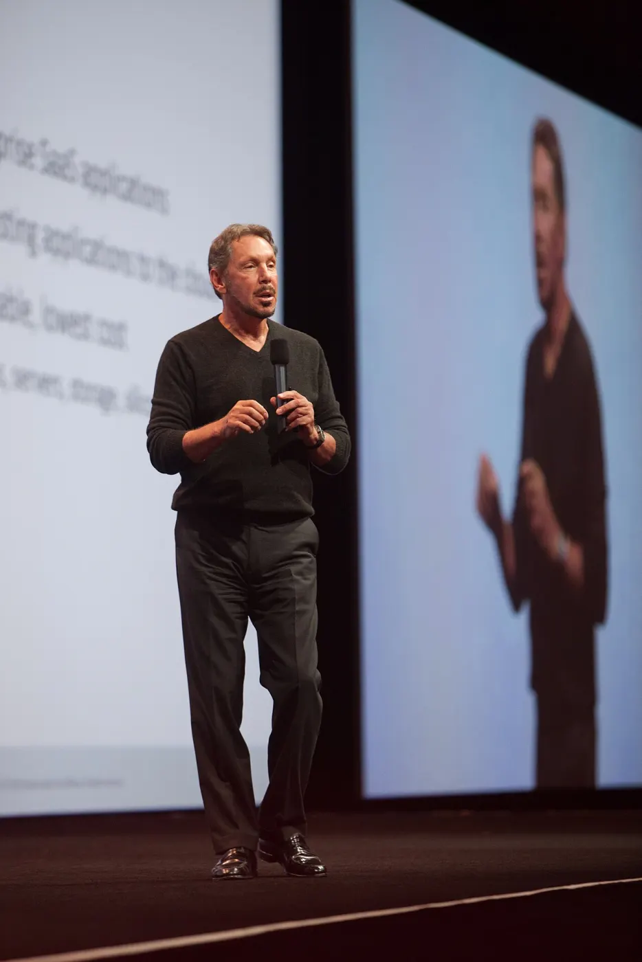 Larry Ellison on stage alternate angle