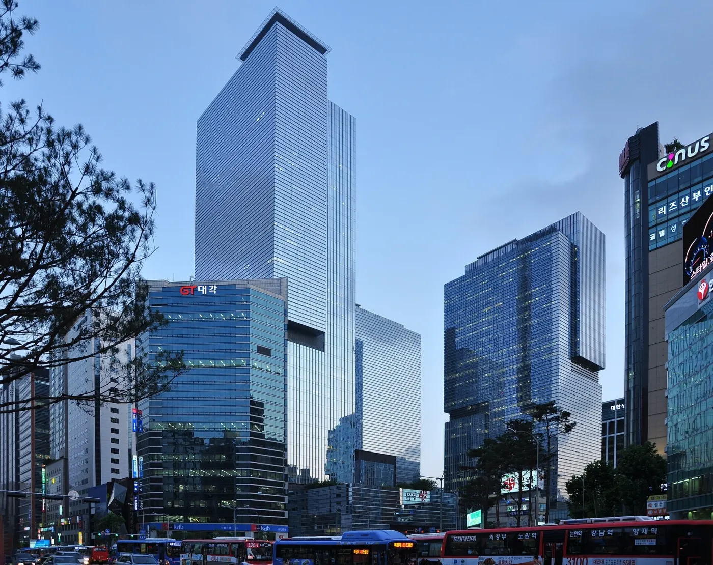 Glass towers of Samsung's Seoul headquarters district