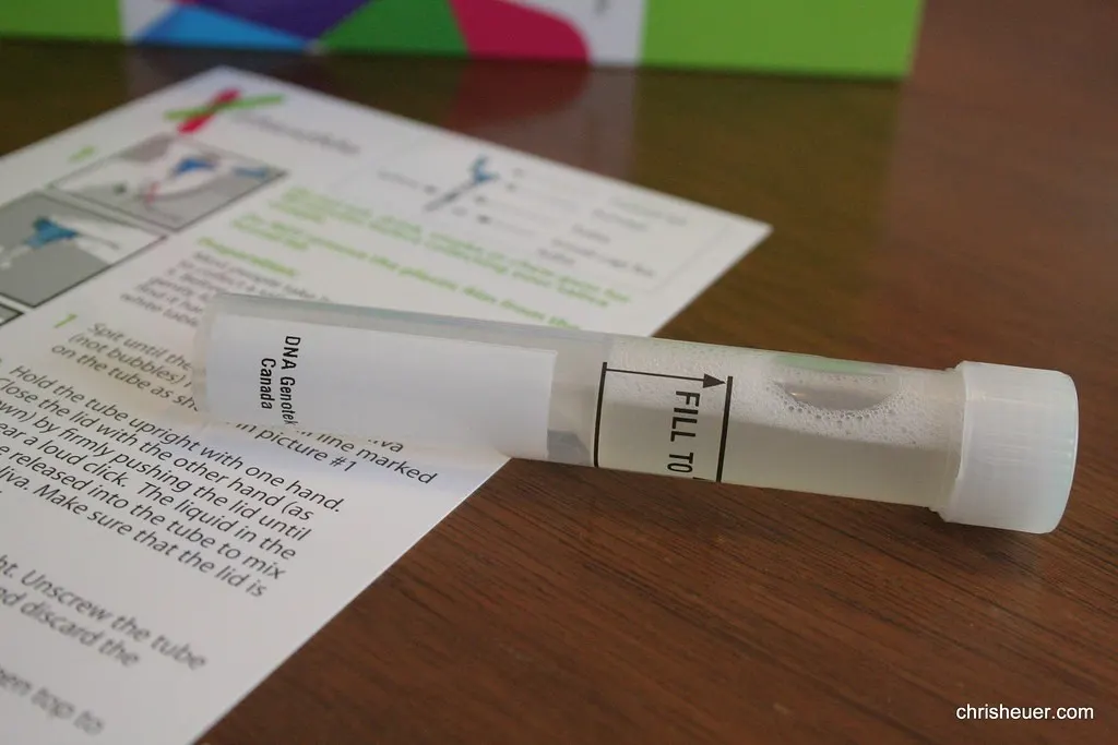 DNA testing process using a 23andMe kit (Flickr via Openverse, by‑nc‑sa 2.0, credit: kristiewells)