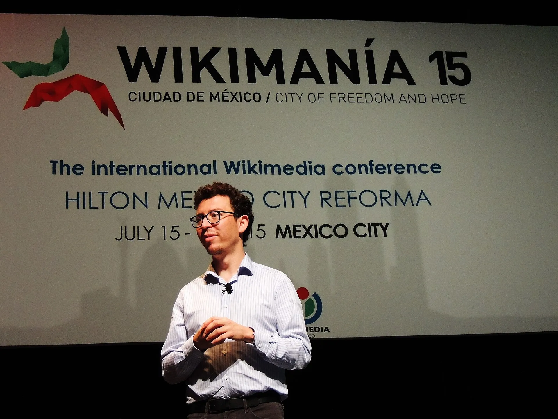 Luis von Ahn speaking at Wikimania, 2015 (Wikimedia Commons, credit needed)