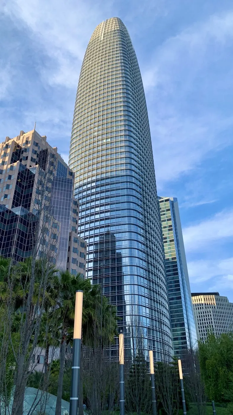Salesforce Tower rising above Salesforce Park