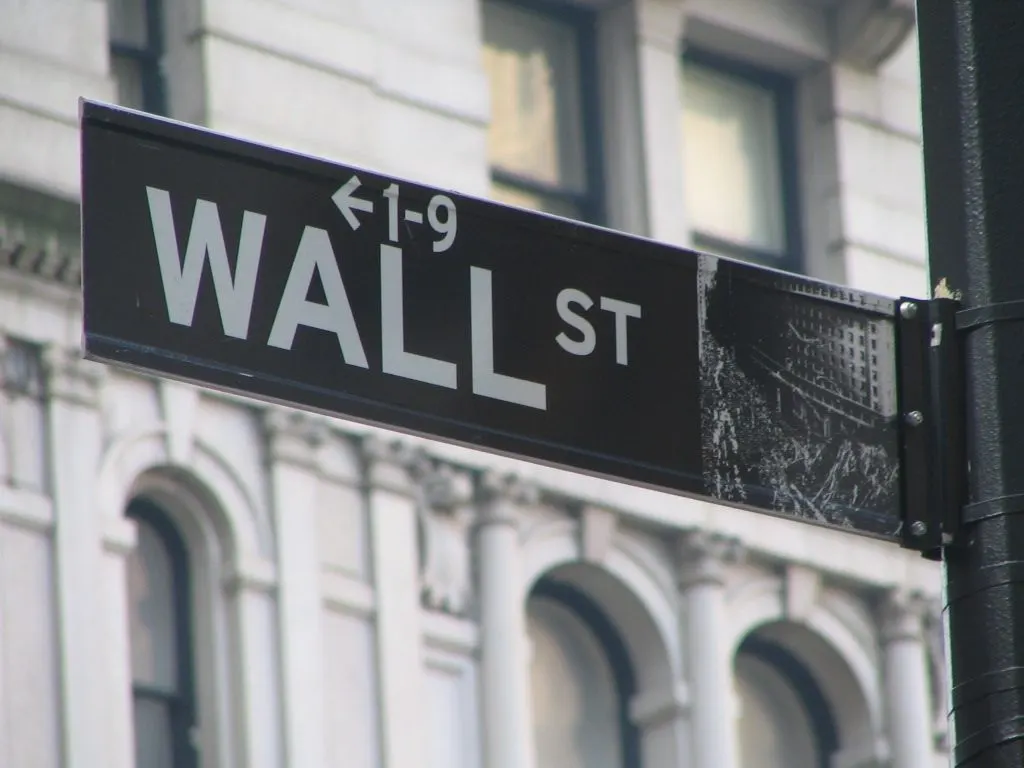 Wall Street street sign standing in for the 2004 NYSE debut