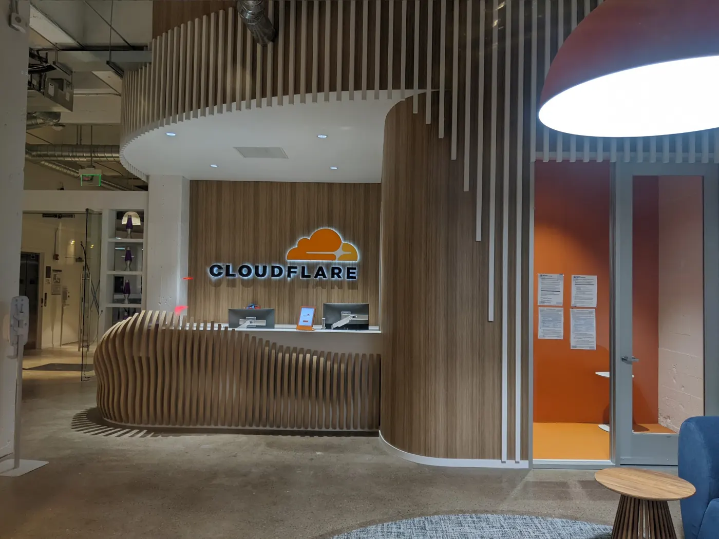 Entrance area of a Cloudflare office (Wikimedia Commons)