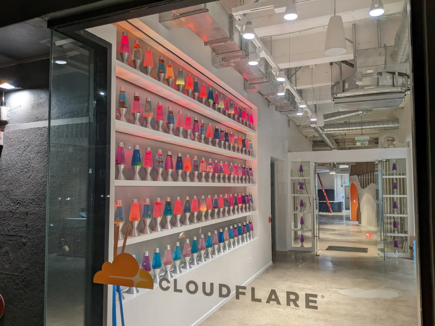 The lava lamp wall at Cloudflare's office (Wikimedia Commons, credit needed)