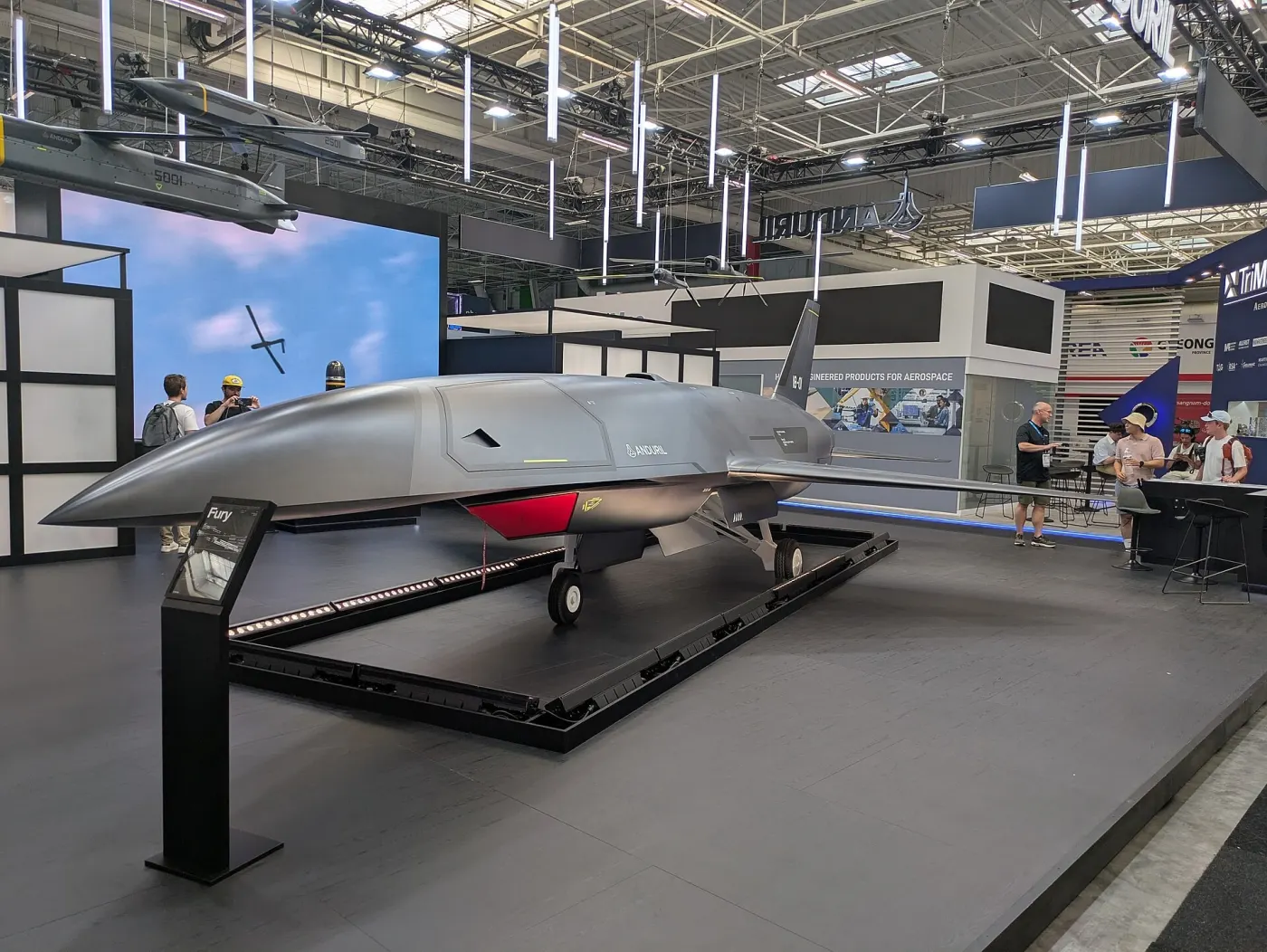 Anduril's YFQ-44 autonomous fighter drone at the Paris Air Show, 2025 (Wikimedia Commons, credit needed)