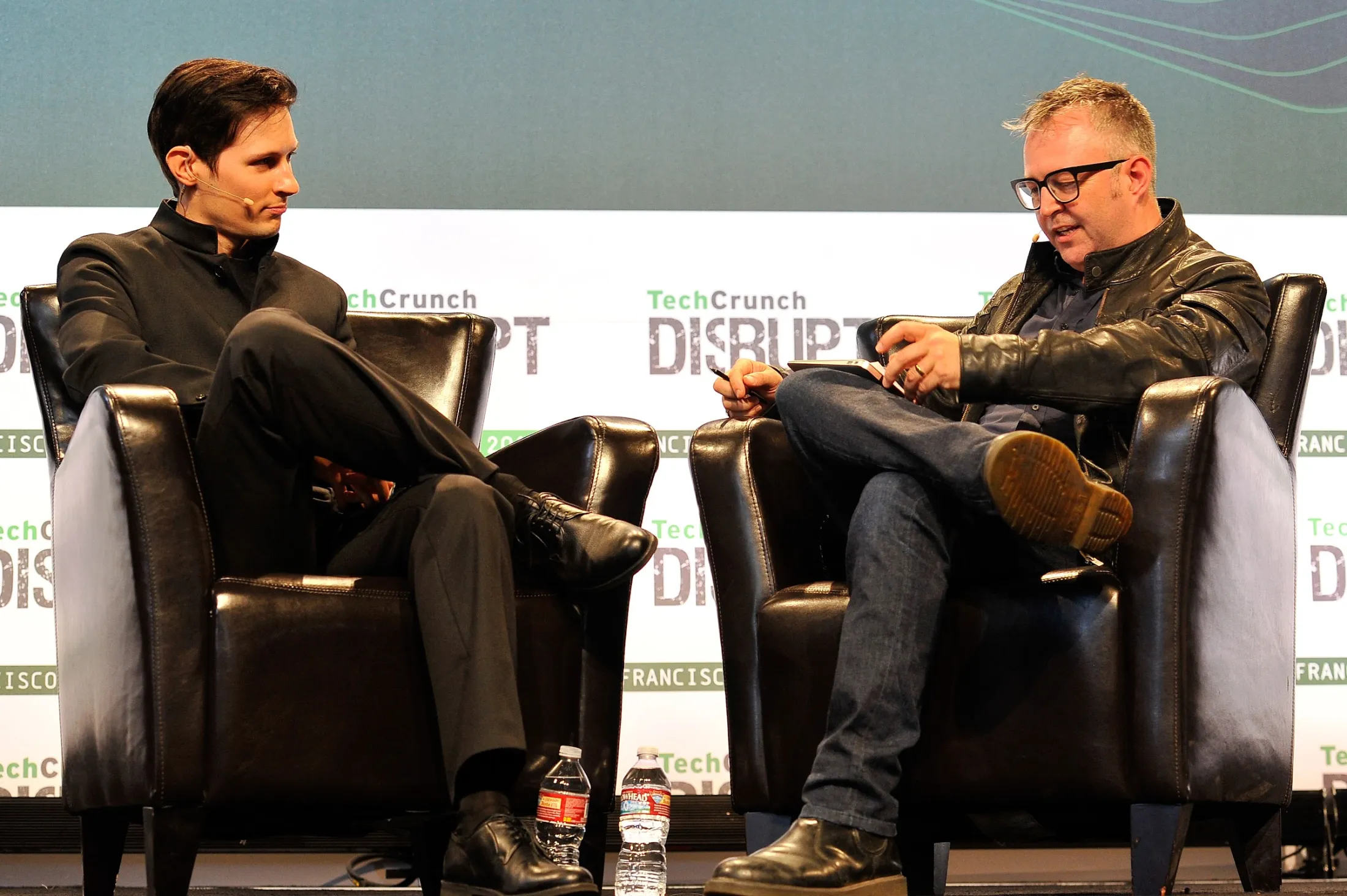 Pavel Durov onstage TechCrunch Disrupt 2015