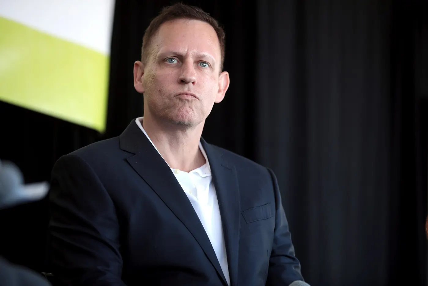 Serious close portrait of Peter Thiel