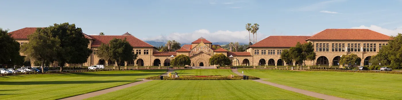 Stanford Main Quad and Memorial Church across the Oval