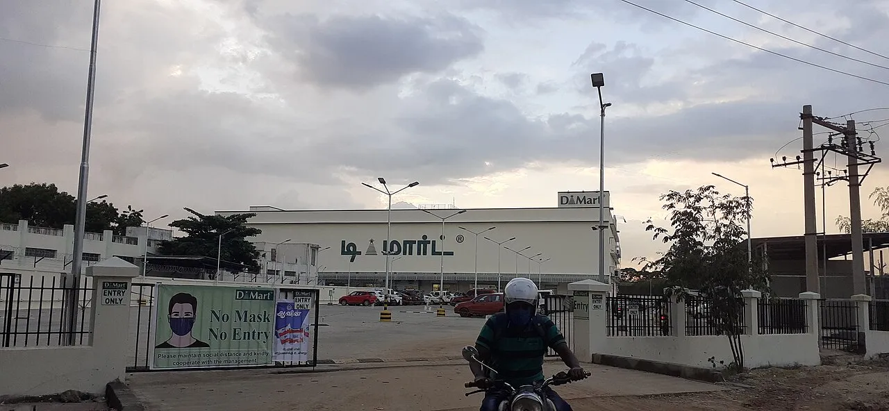 DMart store exterior with Tamil signage and COVID entry banner