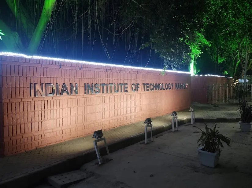 IIT Kanpur entrance sign at night
