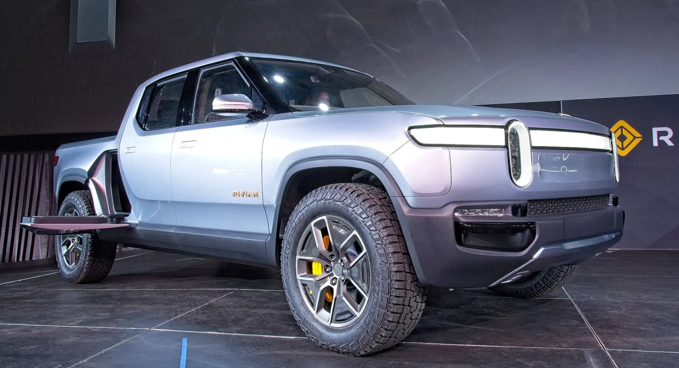 The Rivian R1T debut at the Los Angeles Auto Show, 2018 (Wikimedia Commons, credit needed)