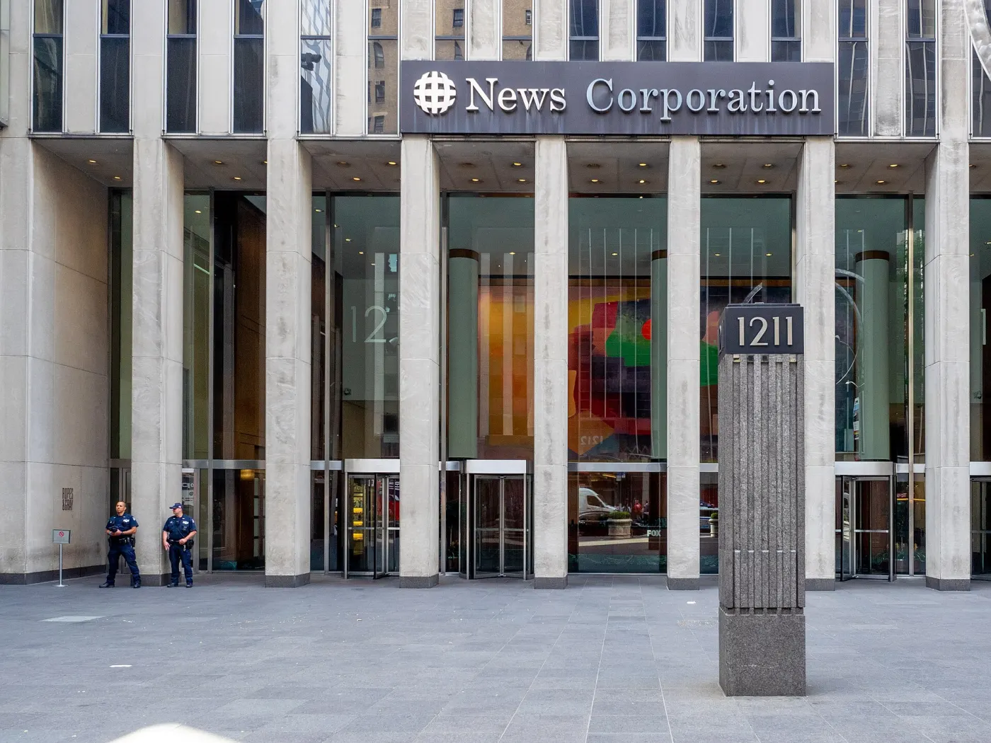Duplicate wide view of News Corporation building entrance