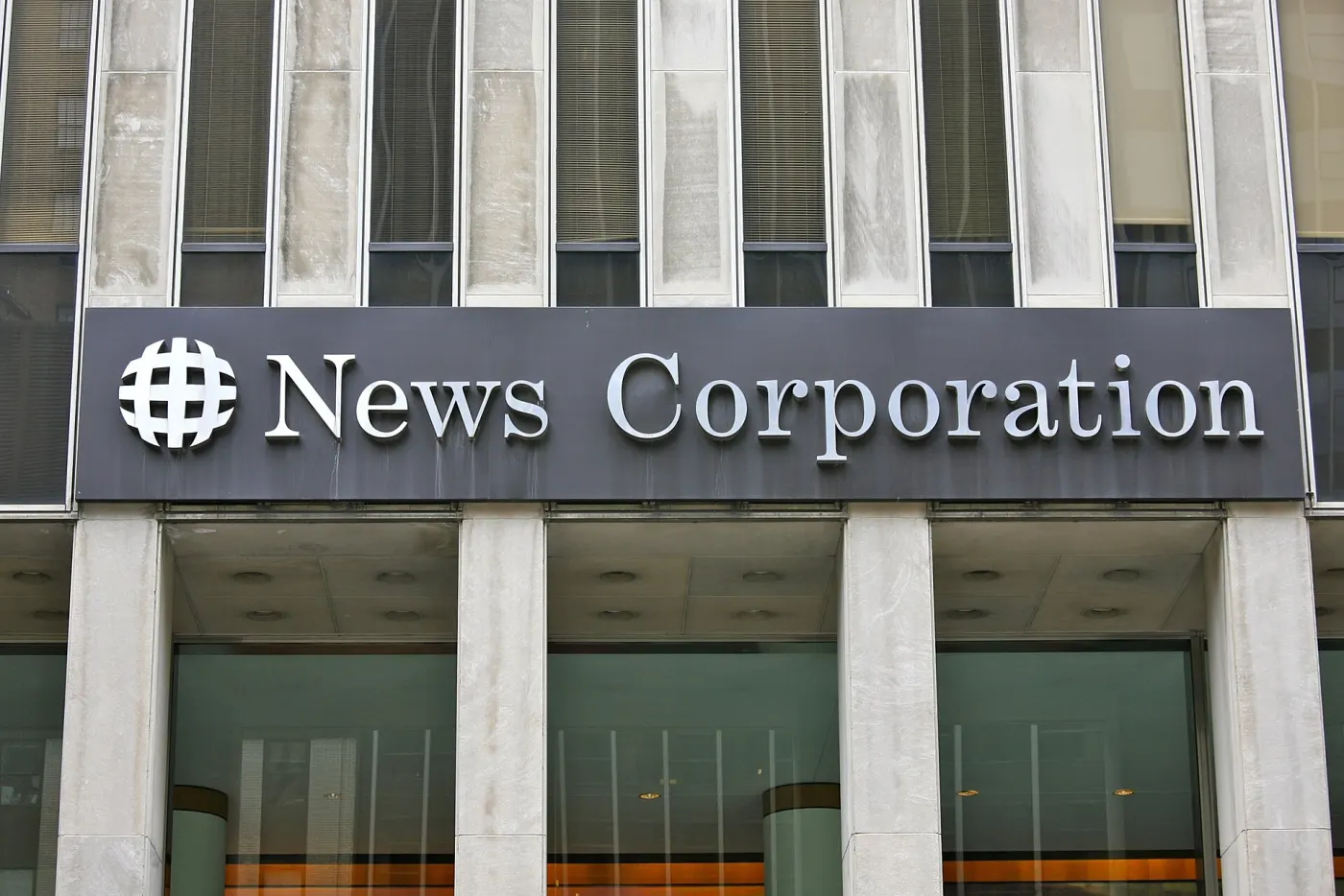 Duplicate close view of News Corporation sign
