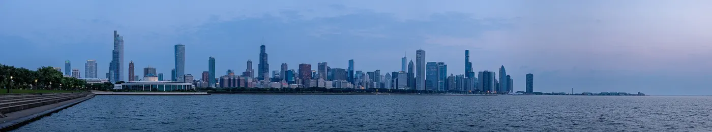 Chicago skyline at dusk