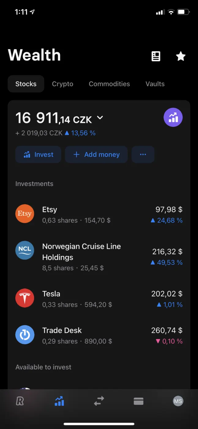 Stock trading inside the Revolut app (Wikimedia Commons, credit needed)