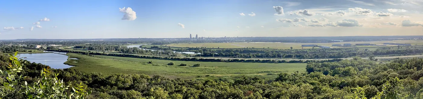 Panorama of Omaha, Nebraska and Eppley Airfield from Lewis a